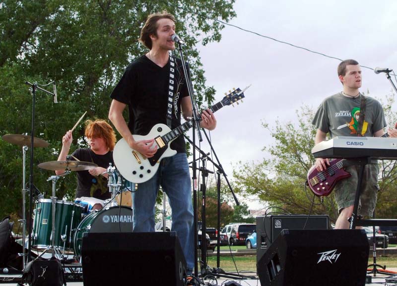 photo of band members performing